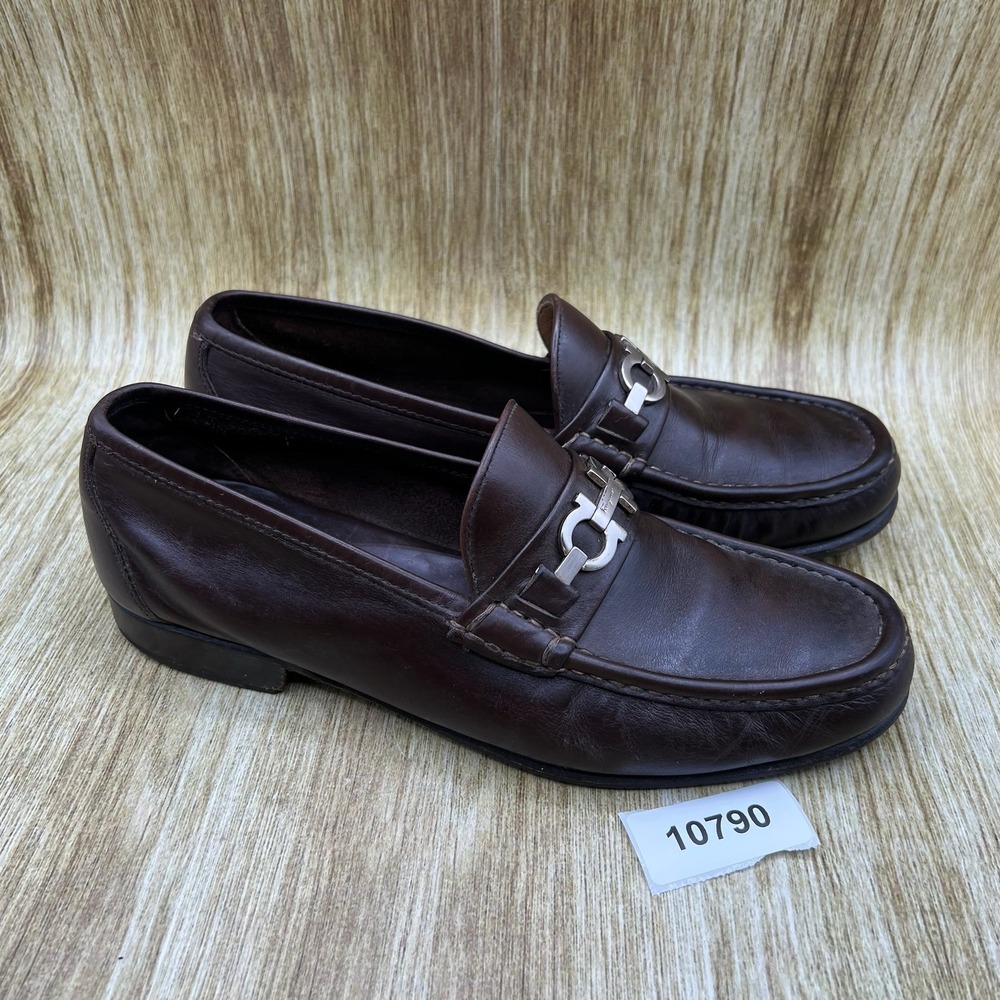 Salvatore Ferragamo Gancini Bit Loafers Men's Size 8.5 EE Brown Made in Italy - Picture 10 of 10
